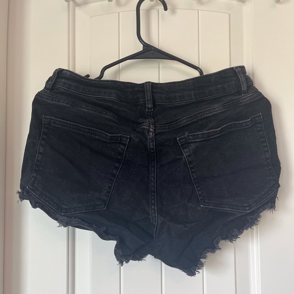 H&M Black Denim Micro Mini Shorts Distressed Y2K Gyaru McBling 2000s - Picture 3 of 5